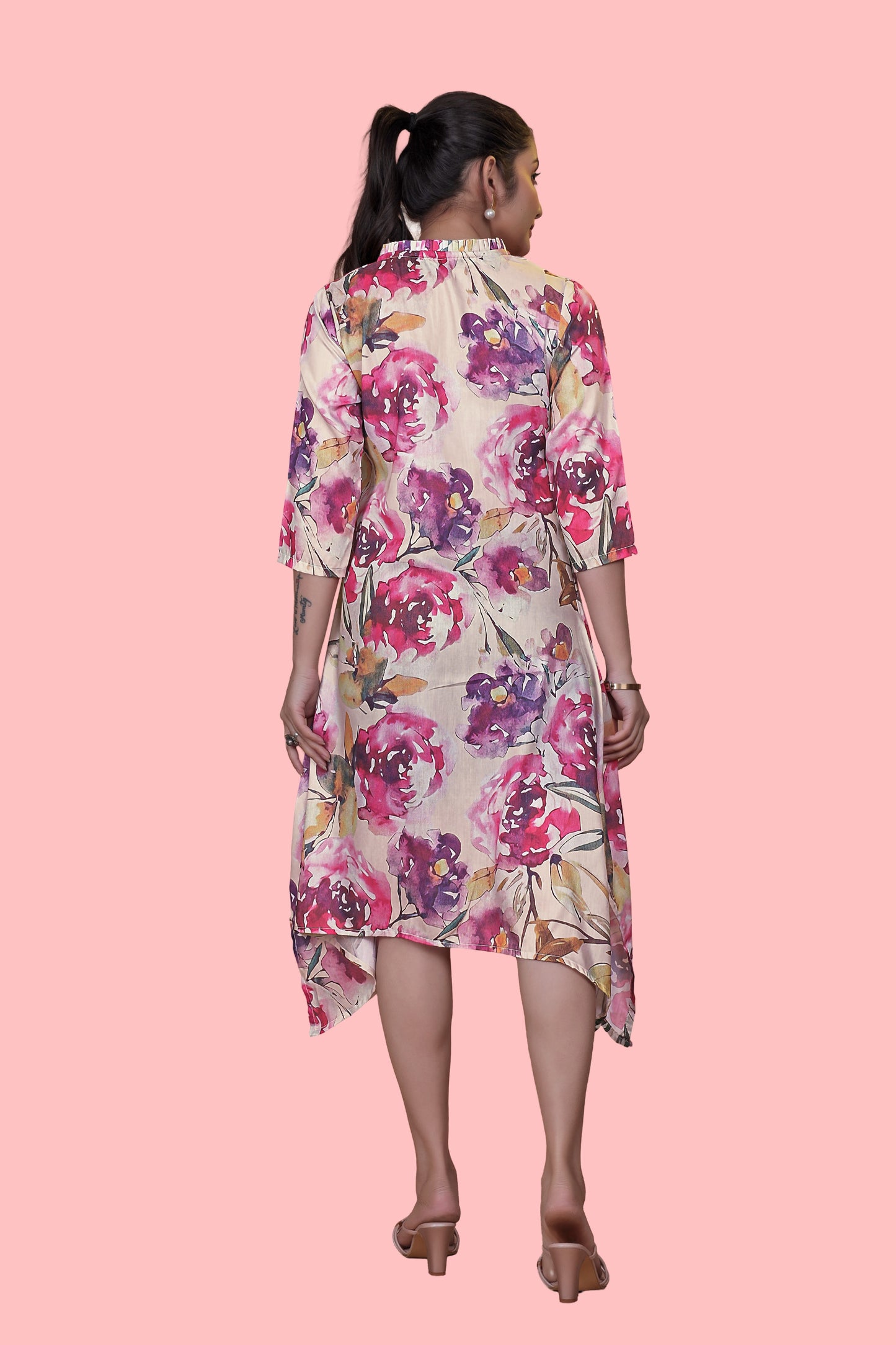 Yellow Printed A-Line Dress
