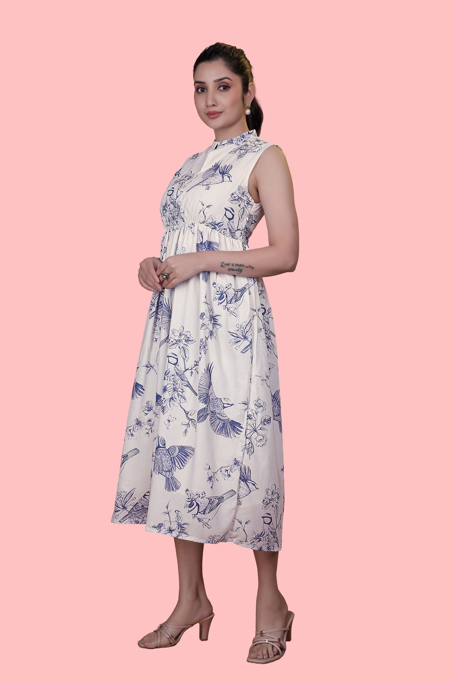 White Printed Flared Dress