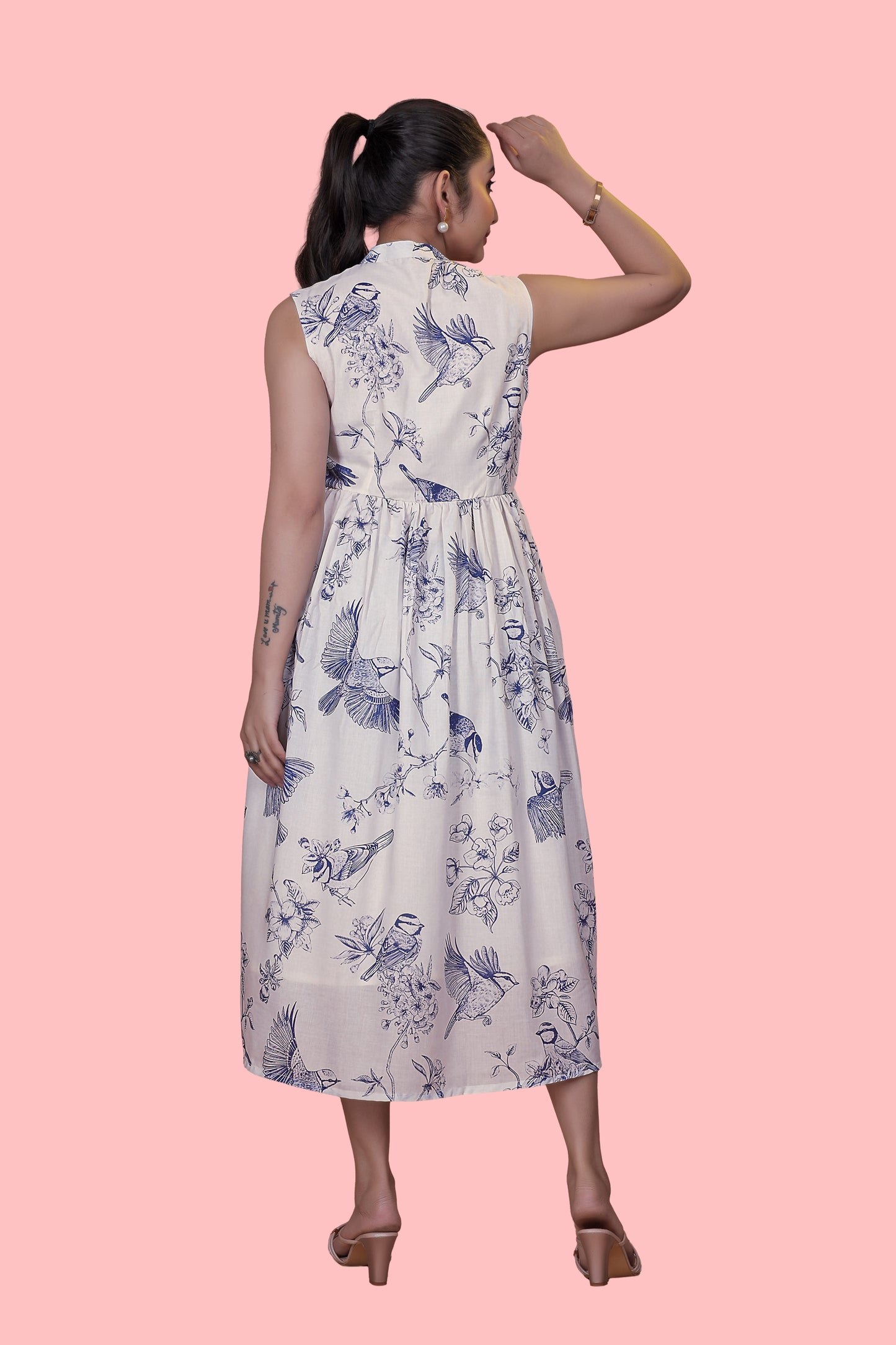White Printed Flared Dress