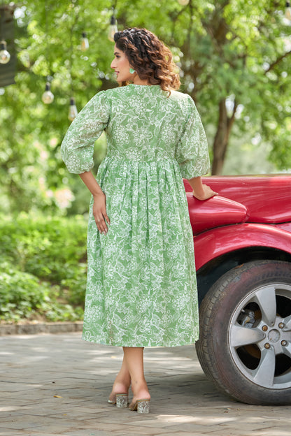 Green Flared Dress