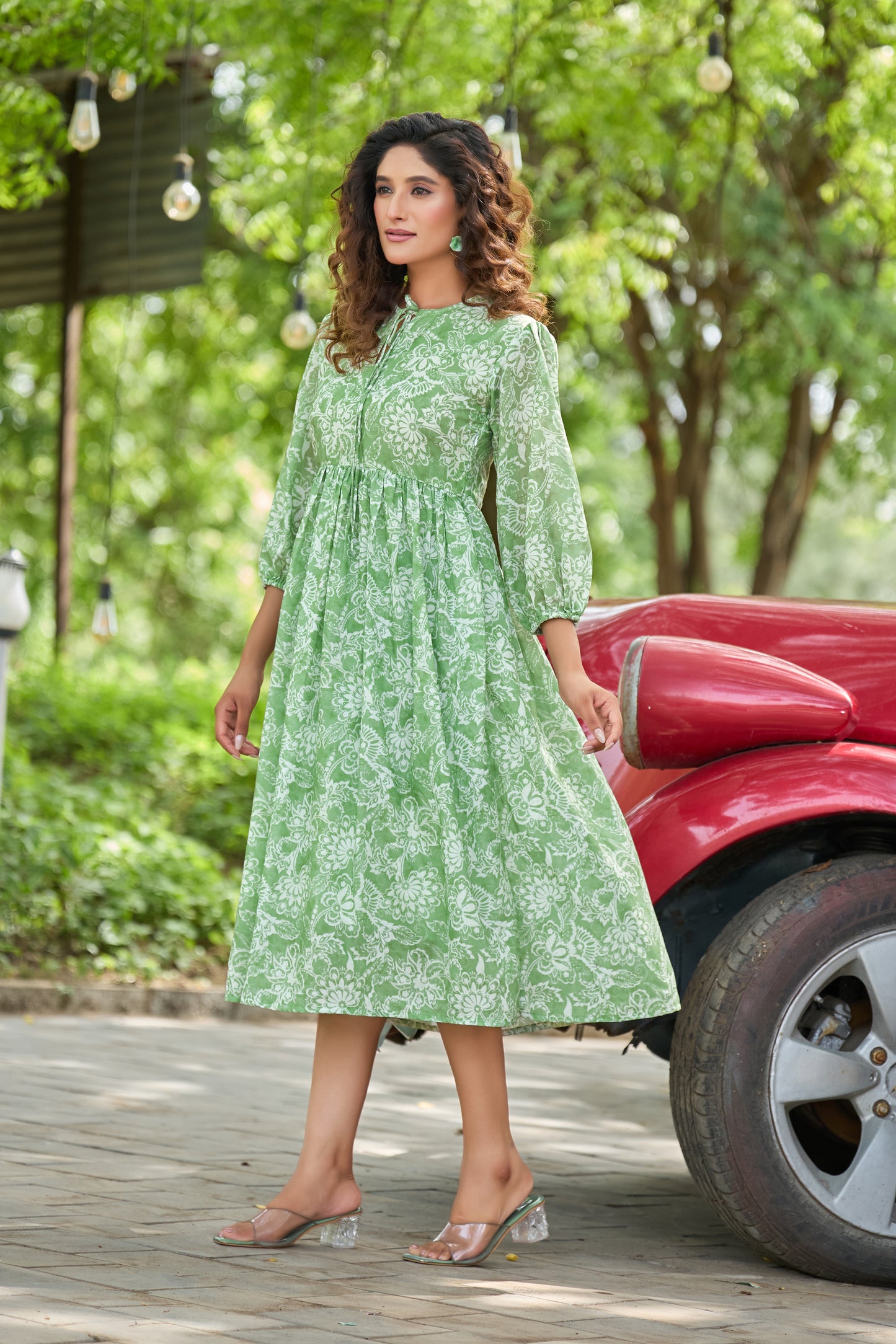 Green Flared Dress