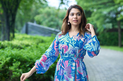 Blue Printed Maxi Dress
